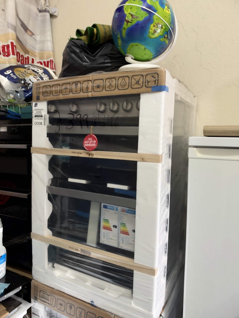 A new cooker boxed and ready, an example of new stock we bring in