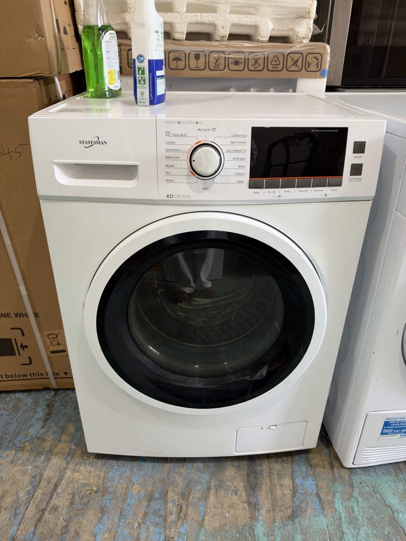 A Statesman washer-dryer, an example of the brand and condition we typically carry