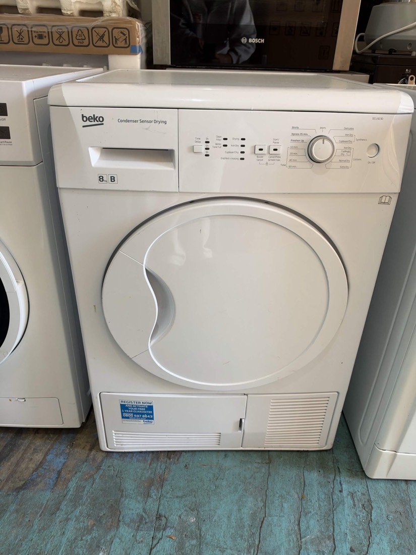 A Beko condenser dryer, an example of the brand and condition we typically carry